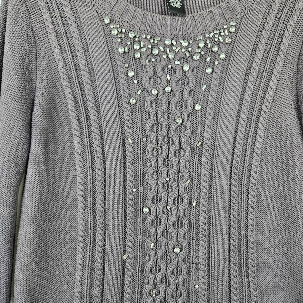 Grace Elements Cable Knit Rhinestone Embellished … - image 3